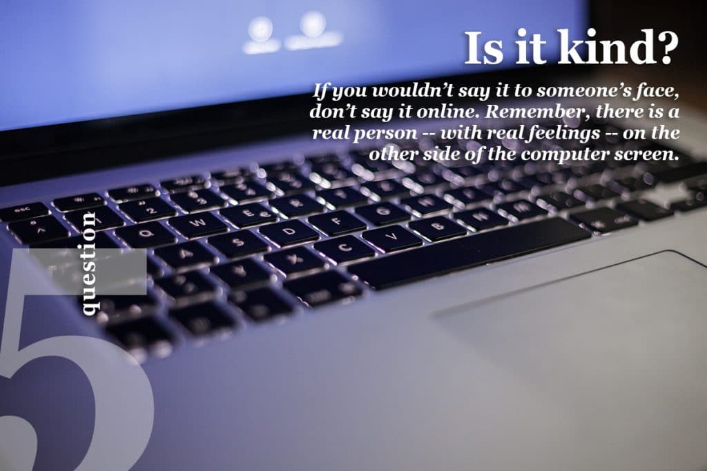A keyboard with the words "Is it kind?"