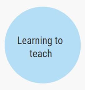 Blue circle with Learning to teach text